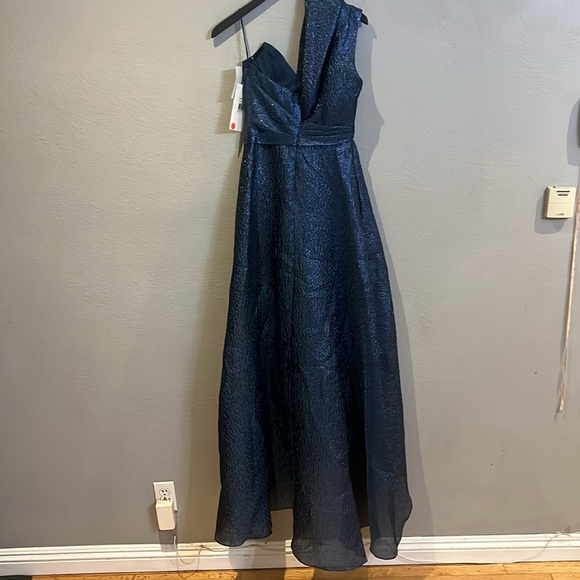 Theia Edith One-Shoulder High-Low Jacquard Gown - Picture 5 of 17